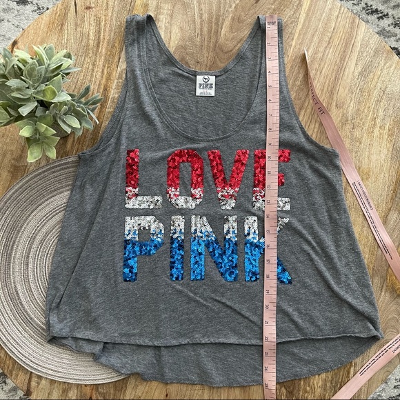 PINK red white and blue sequin tank top - Picture 2 of 7